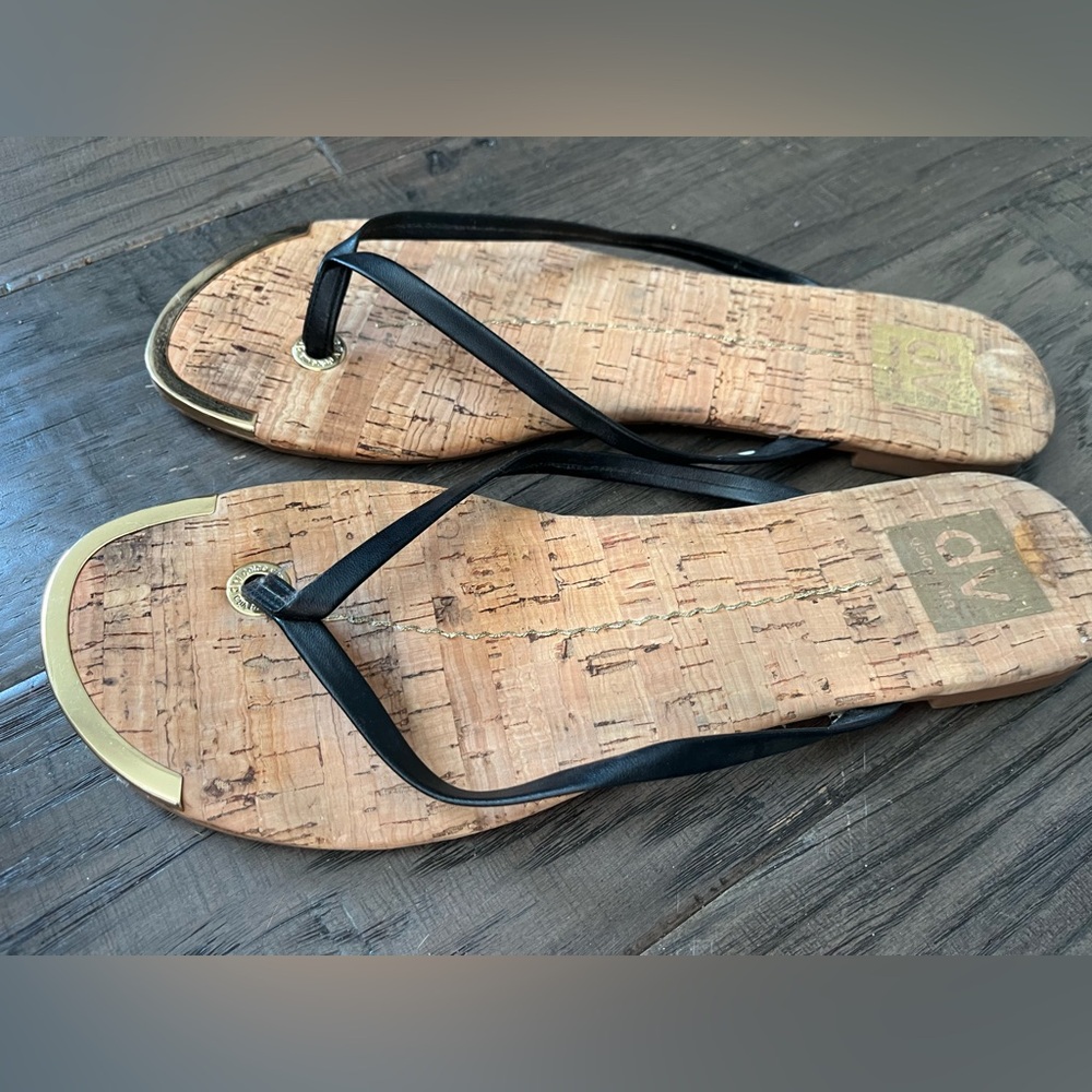 Dolce Vita Cork Flip Flop Sandals with Black Straps - Picture 2 of 7